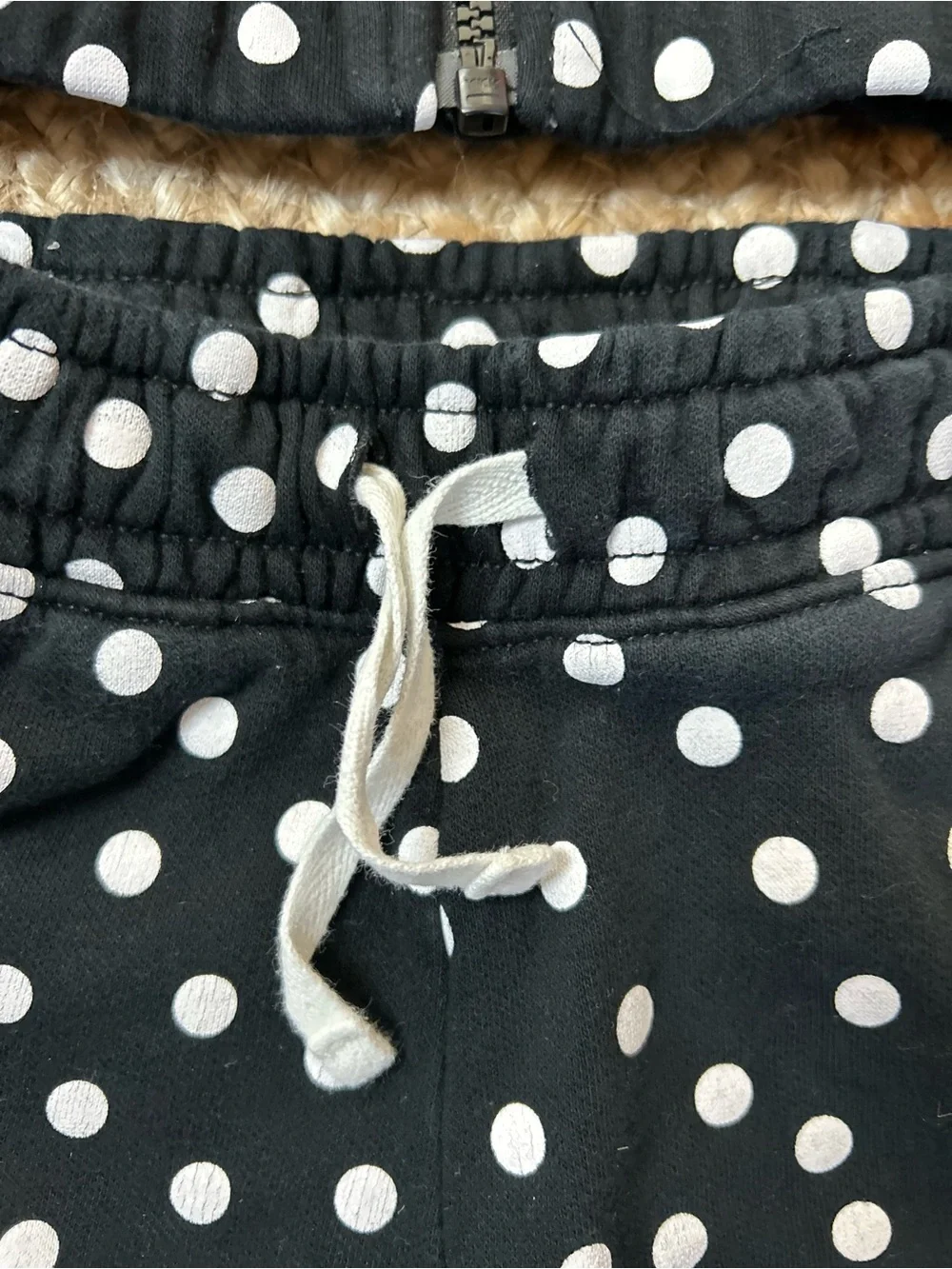 Kids Black Polka Dot Sweatsuit Set with Hoodie